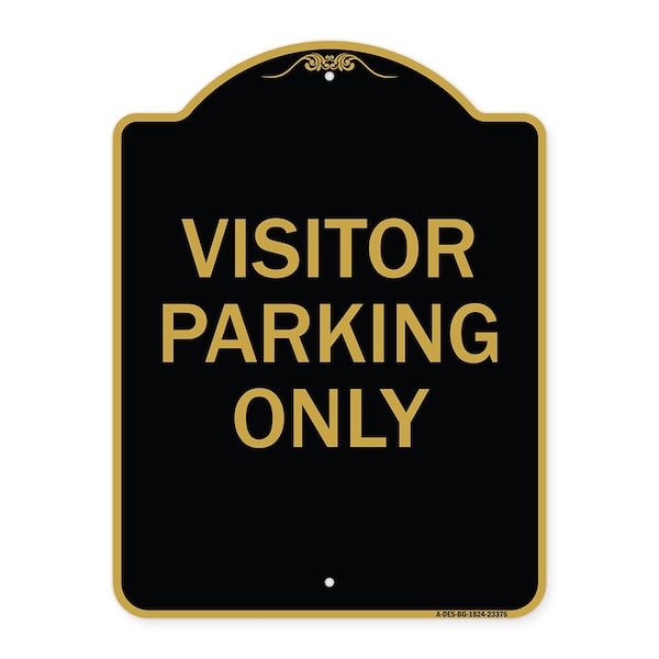 Signmission Parking Reserved Sign Visitor Parking Only, Black & Gold Aluminum Sign, 18" x 24", BG-1824-23376 A-DES-BG-1824-23376 - main